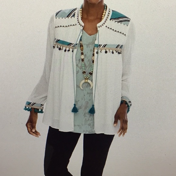 Chico’s Tassel Tie Jacket, Alabaster, 2 - Picture 10 of 10